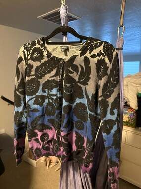 Rafaella Women's Floral Ombre Knit Button-Down Cardigan Sweater